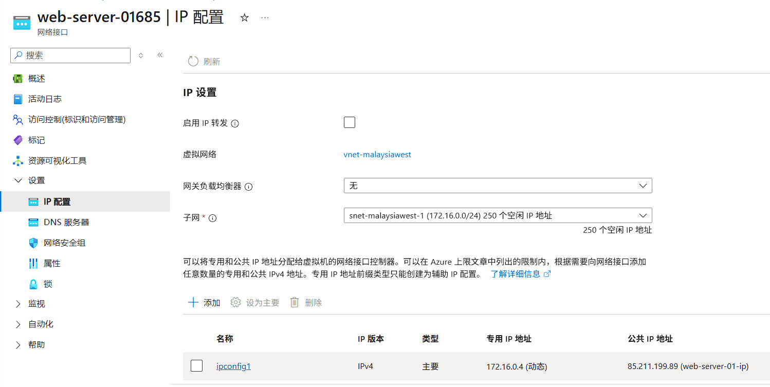 IP 配置列表界面